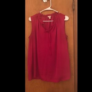 Purple flowy blouse with neck tie